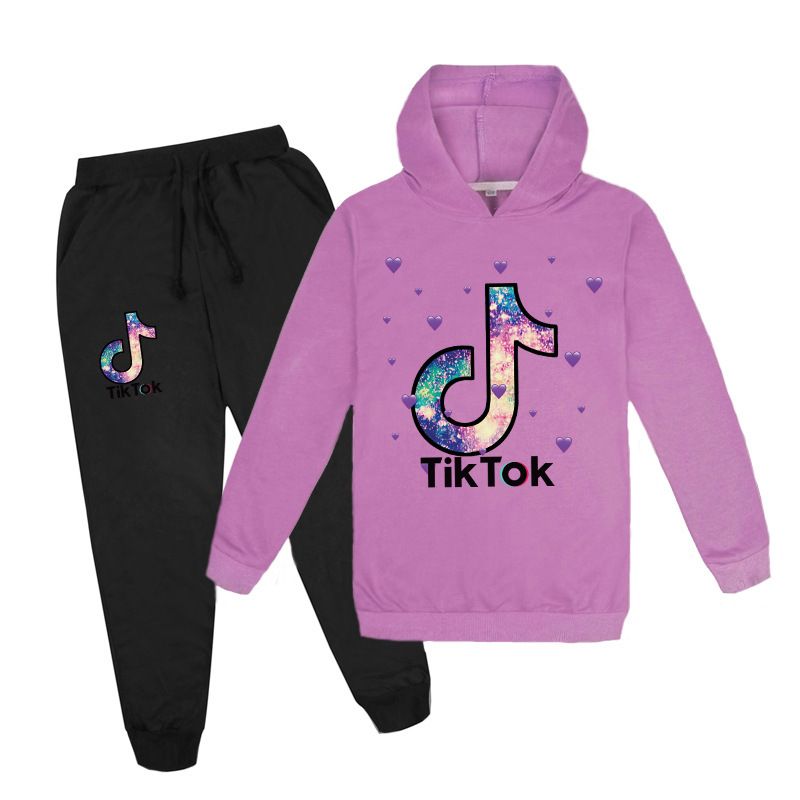 Conjunto de sudadera y pantalón deportivo Tikto para niños y niñas Y129_voghion.com