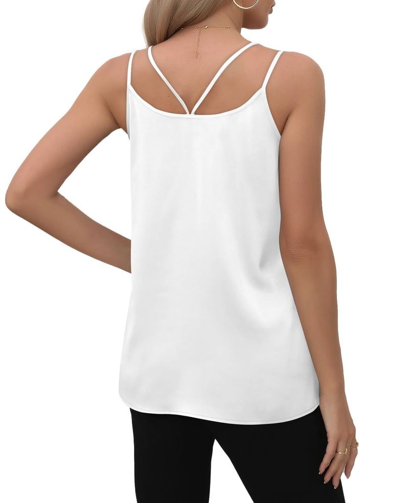 Damenbekleidung Einfarbiges Camisole mit V-Ausschnitt und lockerem T-Shirt_voghion.com