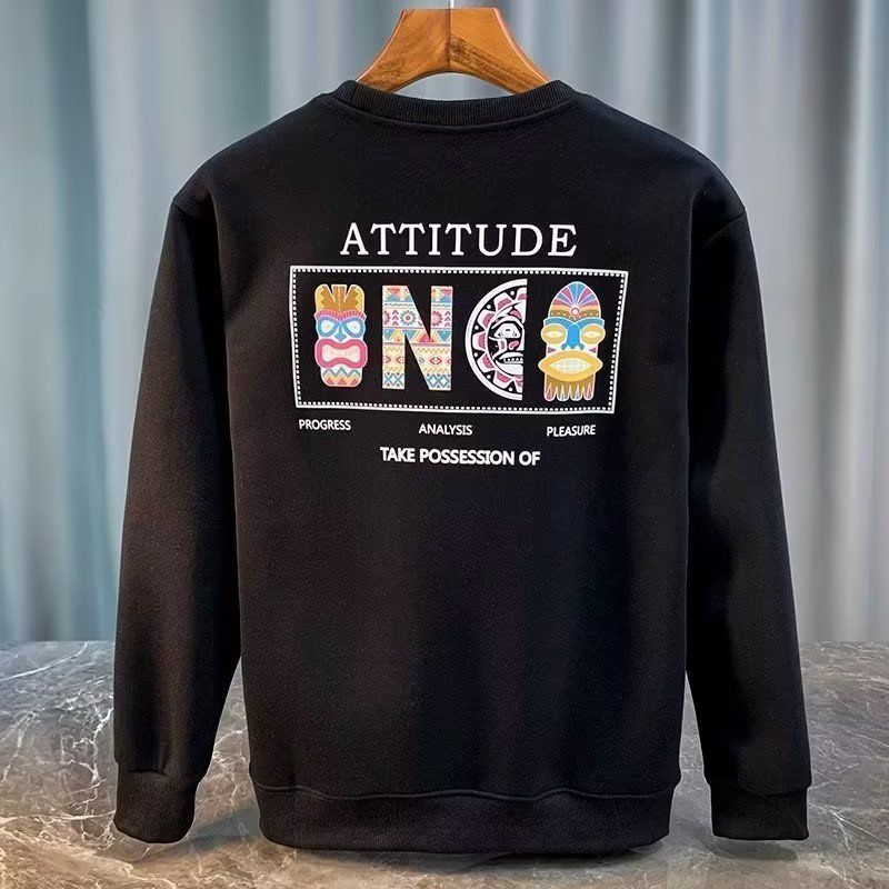 Herrenbekleidung Crewneck Sweat Herren Loose Design Sense Smiley Print Retro Instagram Style Modisches Markenoberteil für Frühling und Herbst_voghion.com