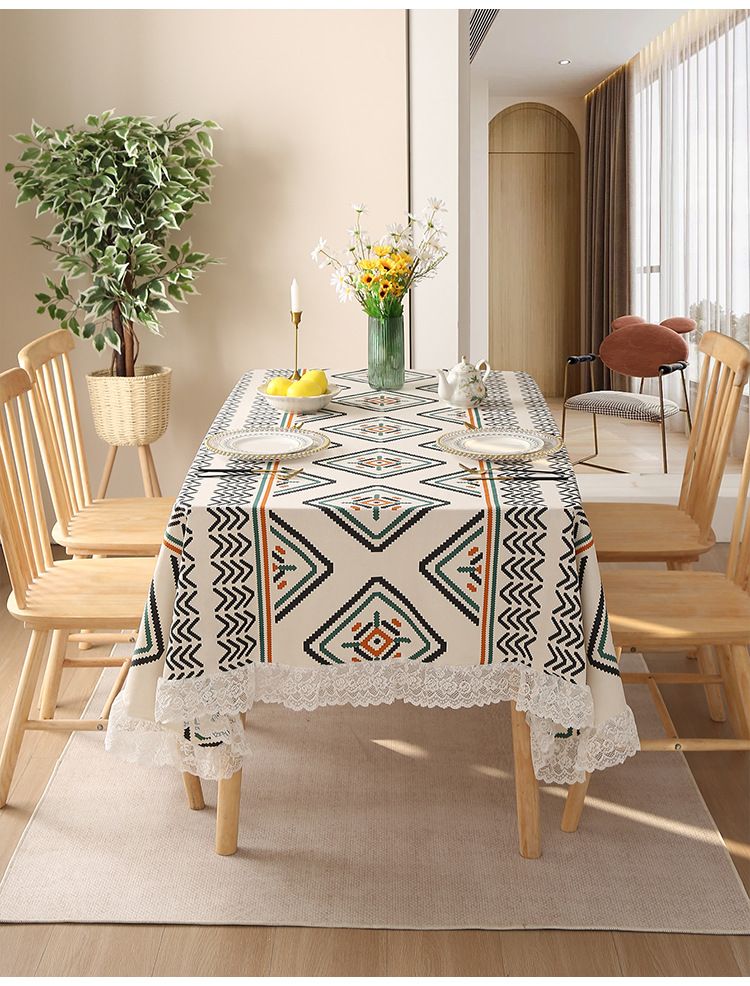 Nappe bohème rectangulaire 100 % coton, imperméable et antitache, décorative, pour table basse (plusieurs tailles et motifs)_voghion.com