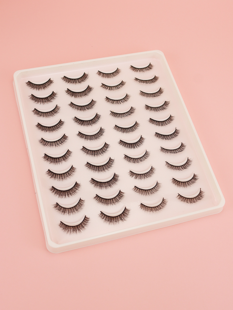 Cils en fibres chimiques 3D chauds, boucles stéréo naturelles, 20 paires de faux cils de plus que les cils plats_voghion.com
