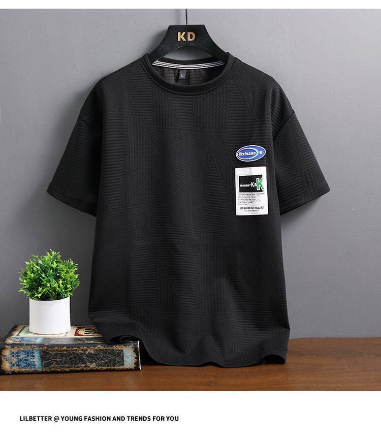 Men's Clothing Waffle Youth Short Sleeved Casual Sports Suit Loose Large Size Trendy Handsome Shorts Two Piece Suit_voghion.com