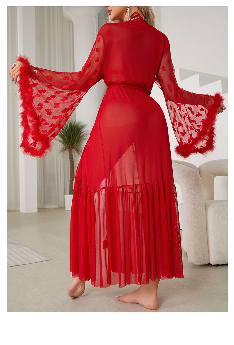 Transparenter Netzmantel – Sexy Dessous-Strickjacke-Nachthemd_voghion.com
