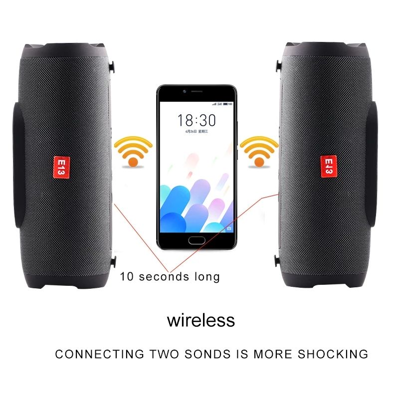 E13 Portable wireless Bluetooth Speaker Stereo Speakerphone Radio Music center Subwoofer Column Speakers for Computer withTF FM_voghion.com