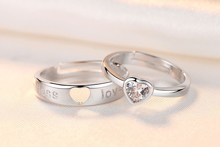 Couple Men and Women Pair Simulated Diamond Opening Zircon Classic Ring Jewelry _voghion.com