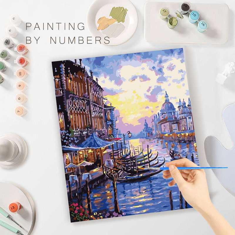 RUOPOTY Abstrakte Malen Nach Zahlen Handgemachte Leinwand Malerei Küsten Städte Farbe Für Malerei Wand Kunst_voghion.com
