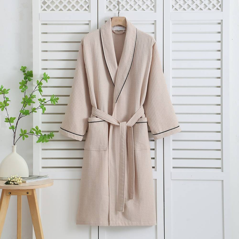 Bath Towels Pure Cotton Nightgown Men And Women Waffle Bathrobe Couple Thin_voghion.com