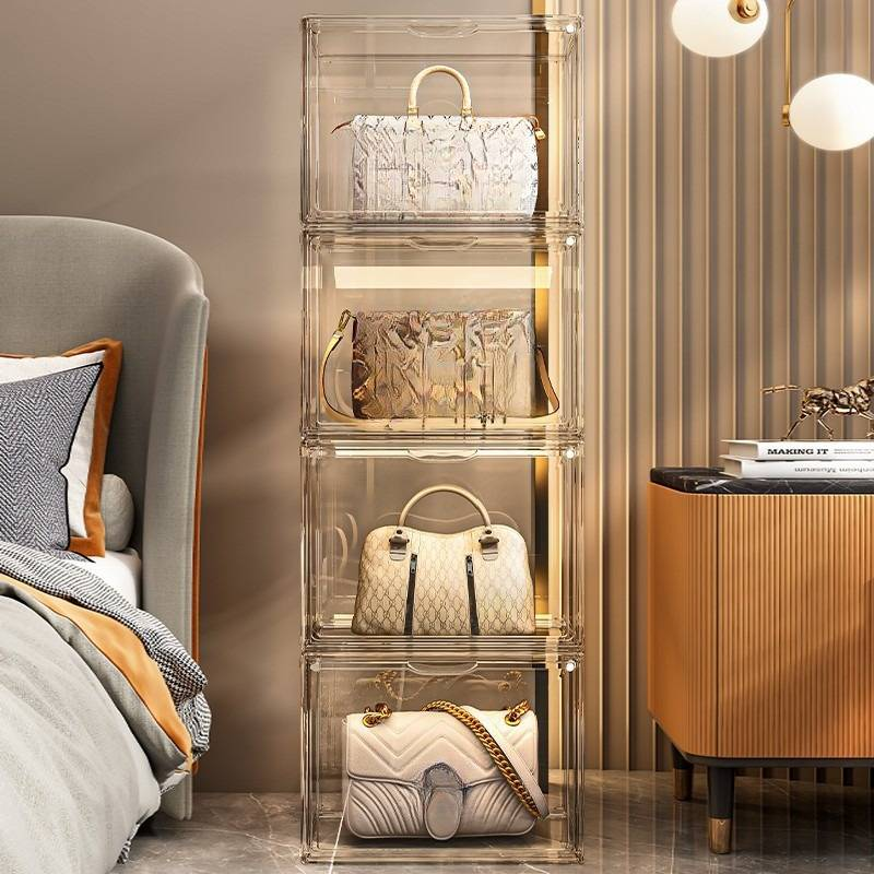 Family Organizer Luxury Handbag Display Case Storage Box For Designer Bags Blind Box Toys Shoes Stackable Dustproof Organizer With Magnetic Door_voghion.com