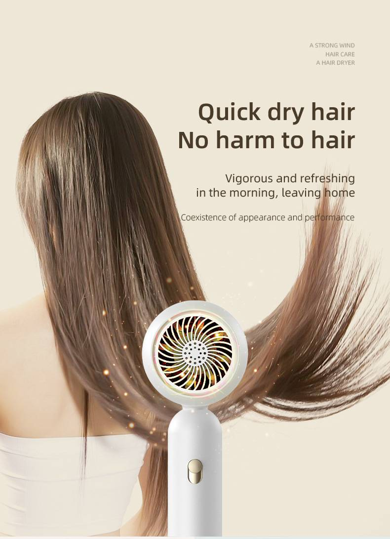 1900W Professional Hair Dryer – Ionic Fast Drying With 3 Speed & Cool Shot, Lightweight ABS Blow Dryer For Home & Travel (White/Beige)_voghion.com