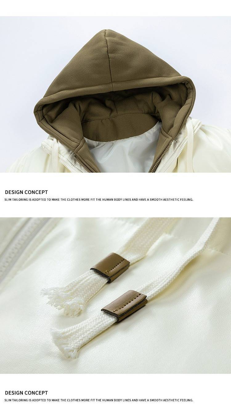 Winter-Fleecejacke mit Kapuze für Herren – Verdickter, locker sitzender Mantel mit Reißverschluss und Taschen, modisches zweifarbiges Design für Teenager und Jugendliche (Schwarz/Weiß)_voghion.com