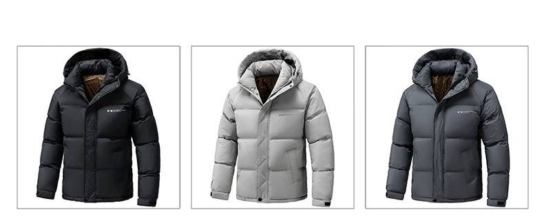 Gepolsterte Winterjacke mit Kapuze für Herren – Verdickter, warmer Mantel mit winddichtem Design, lässige Oberbekleidung mit Reißverschluss für kaltes Wetter_voghion.com