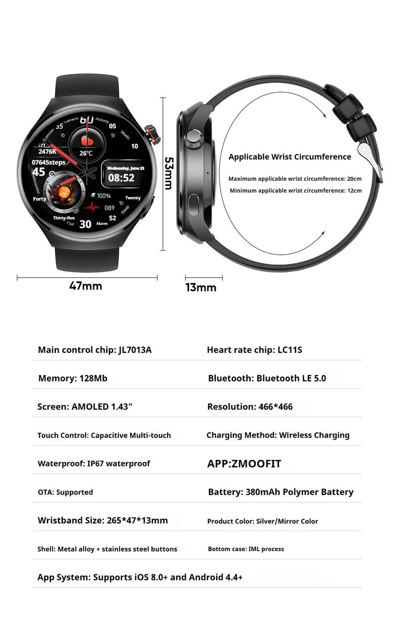 Smartwatch con chiamate Bluetooth - Batteria da 7-14 giorni, monitoraggio dell'ossigeno nel sangue e del sonno, fitness tracker impermeabile, touchscreen, ricarica magnetica_voghion.com