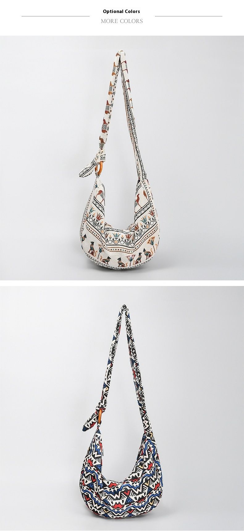 OLEI Bohemian Style Shoulder Bag European And American Bag Women's Crossbody Bag Commuter Zipper Canvas Bag Women_voghion.com