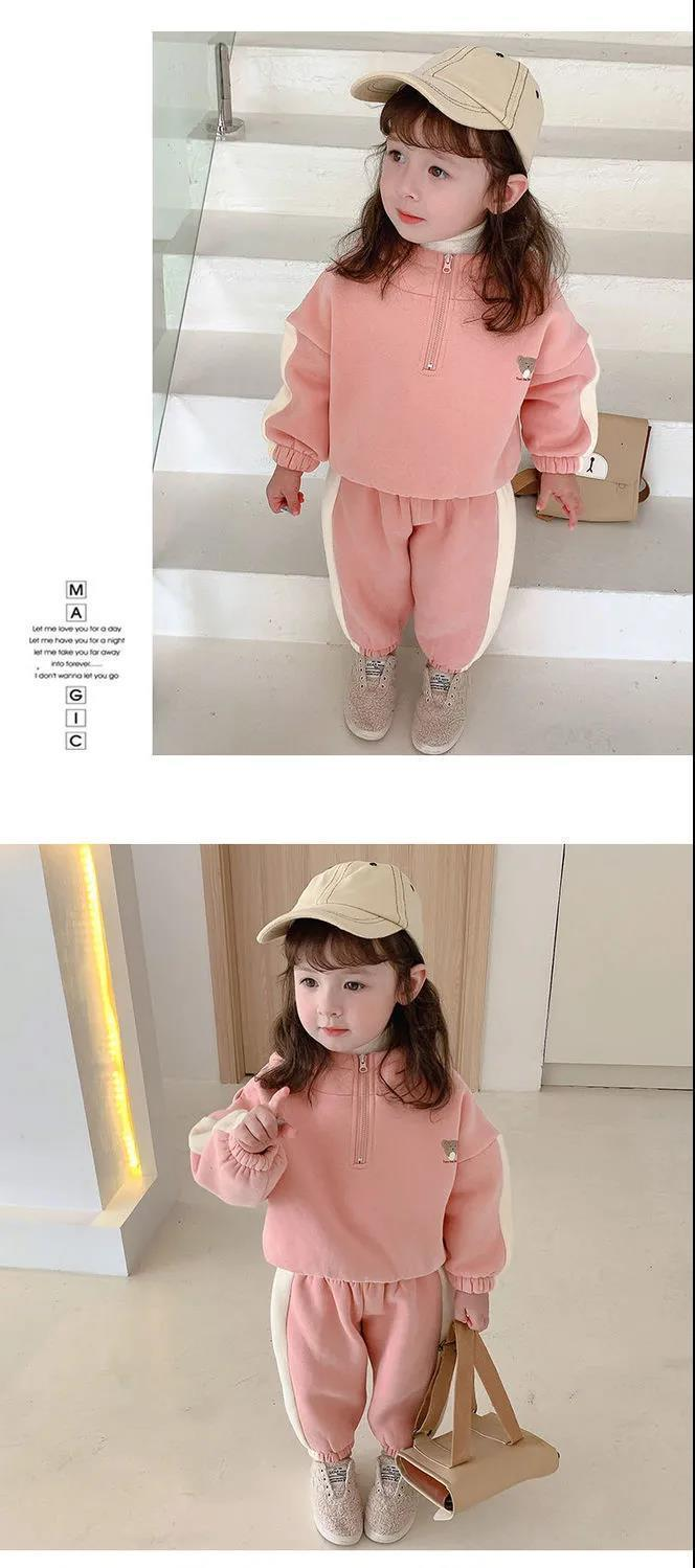 Peluche per ragazze spesso autunno inverno 2023, nuovo set con cappuccio in due pezzi alla moda e in stile occidentale per ragazze_voghion.com