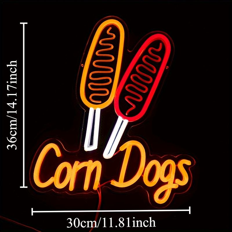 Corn Dog Neonlicht, LED-Neonschild, Wanddekoration für Küche, Bar, Spielzimmer, Restaurant, Geschäft, USB-betriebenes Geschenk für Kinder und Freunde_voghion.com