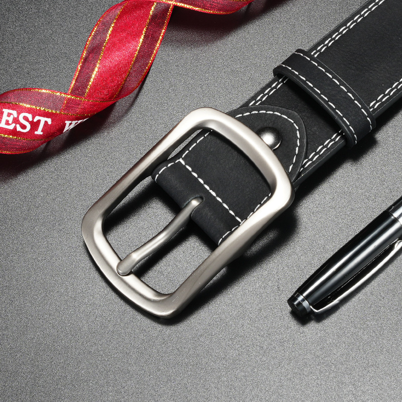 3,8 cm Herrengürtel mit echter Nadelschnalle, einfacher Freizeitgürtel, modischer und vielseitiger junger Männer, Ledergürtel für Männer_voghion.com