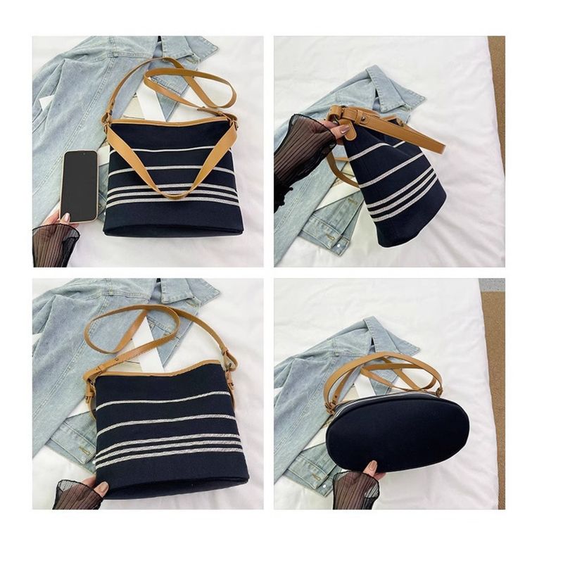 Casual Plaid Bucket Bag 2025 Fall/Winter New Women's Versatile Shoulder Bag Large Capacity_voghion.com