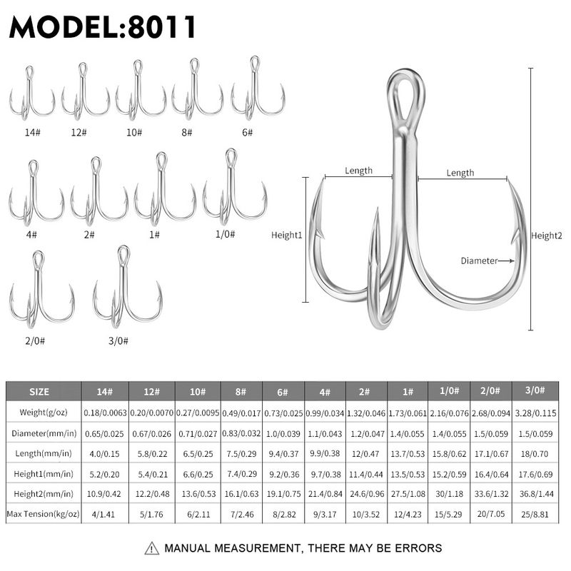 Three Blood Groove Thickened Reinforced Triple With Barbed Lure Anchor Fishing Bright Tin Saltwater Freshwater Hooks_voghion.com