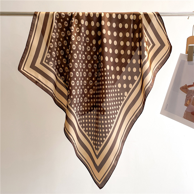 Gepunkteter Temperamentschal, farblich passender Seidenschal, quadratischer Seidenschal für Damen, 70 x 70 cm, Kopftuch_voghion.com