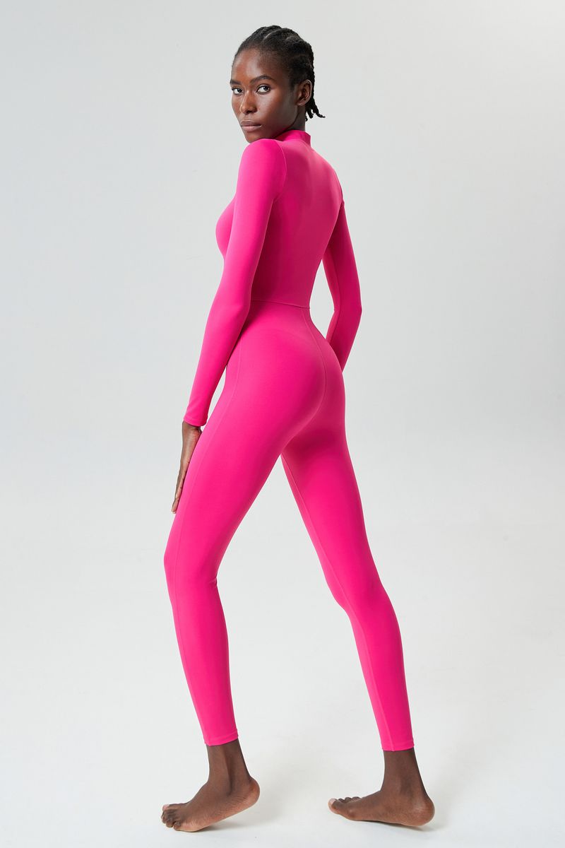 Combinaison Nuotan sexy haut de gamme New2024, combinaison de fitness moulante à fermeture éclair pour femmes, combinaison de danse à col ouvert à manches longues à séchage rapide_voghion.com