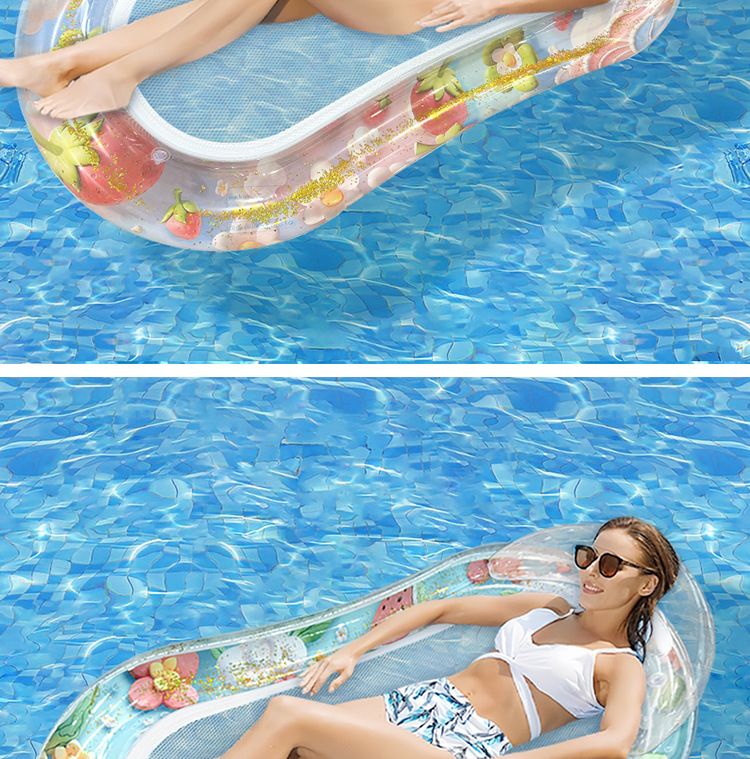 Shimmer Mermaid Tail Inflatable Lounger - Breathable Mesh Floating Bed With Pillow (Eco-Friendly PVC 180cm Quick-Dry & Portable For Pool/Beach)_voghion.com