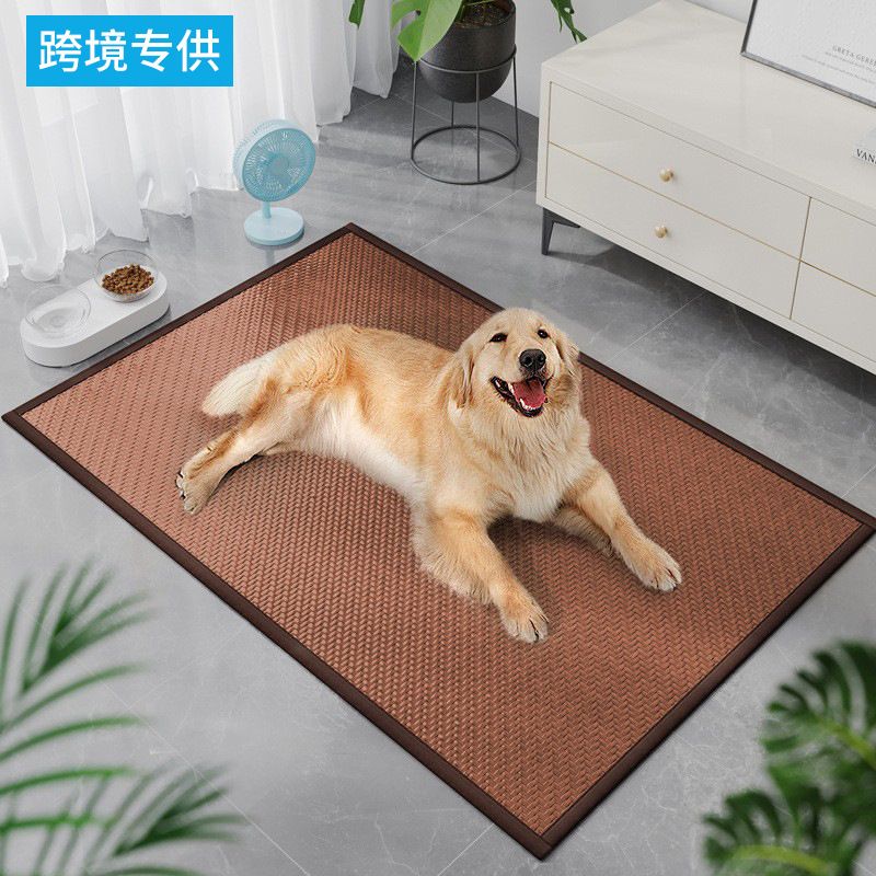 Lit d'été pour animaux de compagnie, tapis de couchage rafraîchissant et résistant à la saleté, tissé en herbe pour chien et chat_voghion.com
