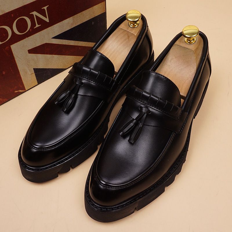 ct Business Leisure Leather Shoes For Men With Thick Soles And Elevated Inner Height, Trendy Korean Version High Heels,_voghion.com