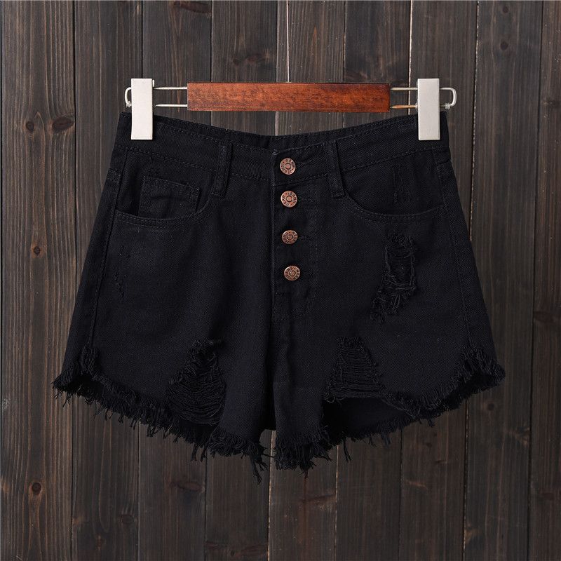 2025s 2025 Sommer-Jeansshorts mit ausgefranstem Saum für Damen, 1,68 m, Übergröße, hohe Taille, weites Bein, Hotpants, trendig_voghion.com