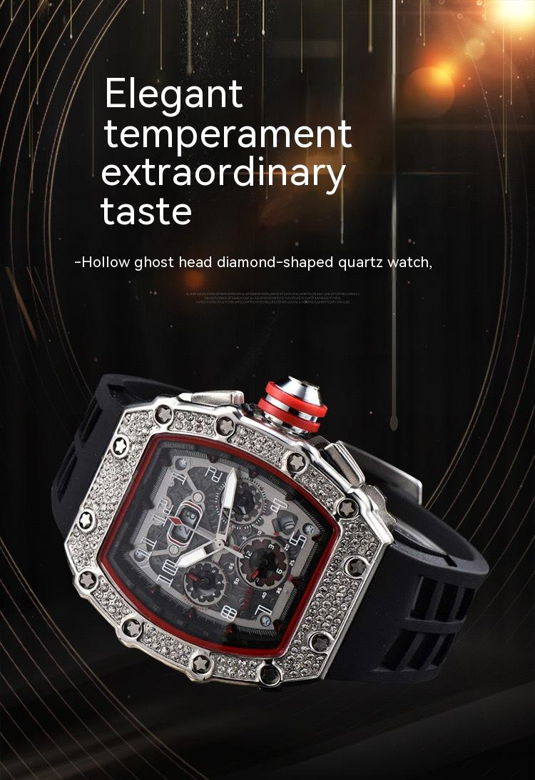 2023 New Hot Selling Diamond Set Business Six Pin Running Second Barrel Quartz Watch Men's Fashion Watch_voghion.com