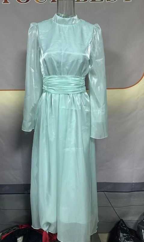 Women's new round-neck French style light luxury high-end mercerized dress_voghion.com