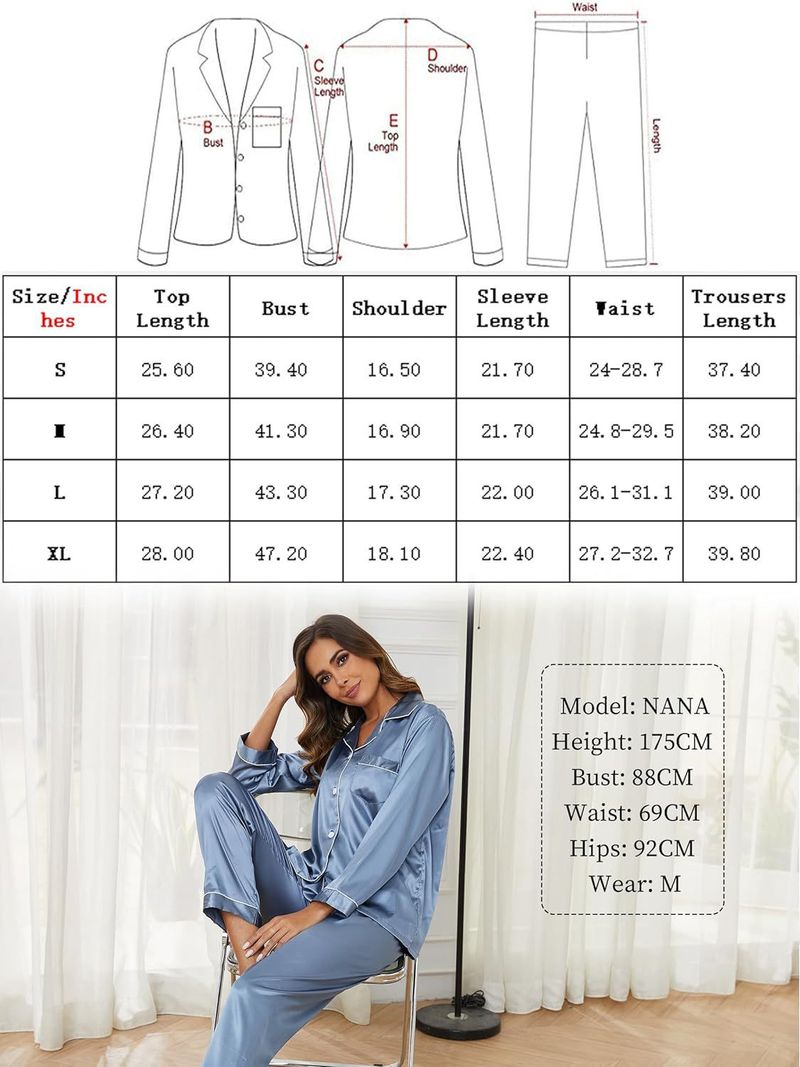 Grenzüberschreitende unabhängige Station Neue Ice Silk Pyjamas Damen Zweiteiler Langarm Seide Plus Size Damen Homewear_voghion.com