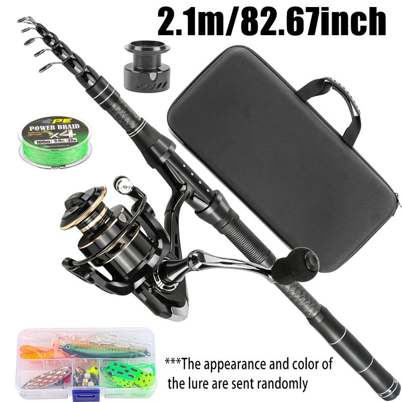 Fishing Gear Set Long Carbon Lure Telescopic Travel Portable Spinning Reel Sea Casting Rod Bait Box_voghion.com