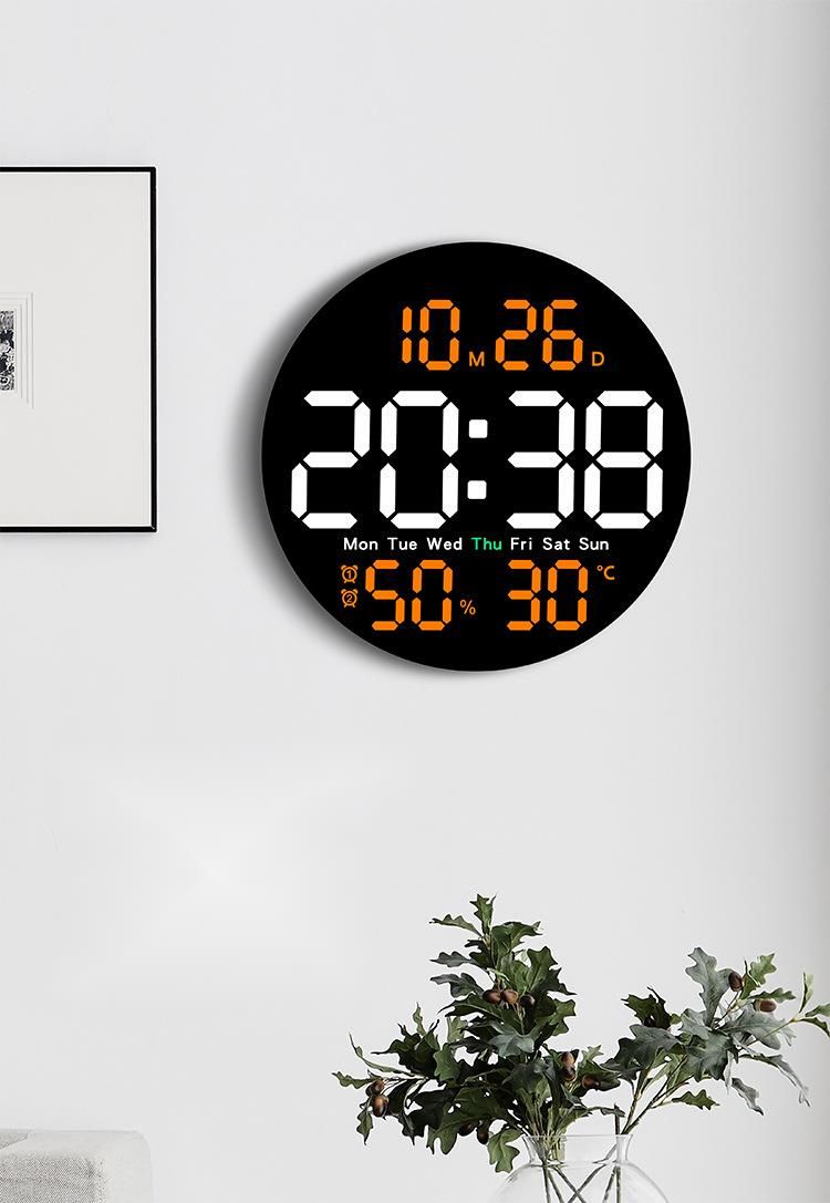 Minimalistische elektronische multifunctionele wandklok voor in de woonkamer met stille temperatuur- en vochtigheidsindicator 5501_voghion.com