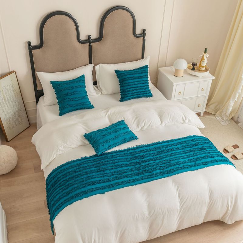Asciugamano da letto in cotone e lino jacquard tinta unita nordico per hotel, casa, hotel, bandiera da letto_voghion.com
