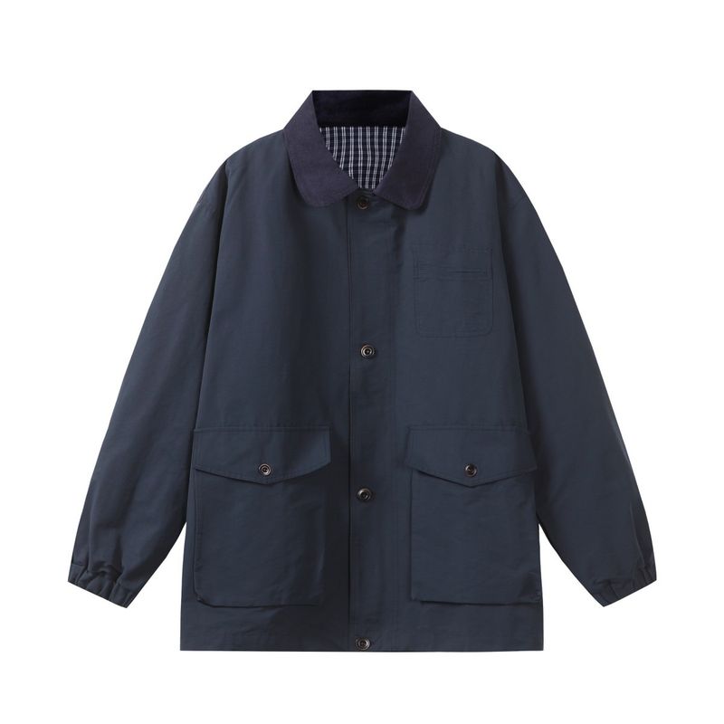 Giacca da uomo in stile vintage americano, cappotto oversize in cotone lavato con tasca staccabile per l'autunno_voghion.com