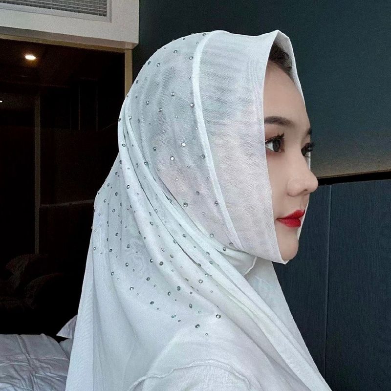 Muslim Scarf Summer New Convenient Double Layer Mesh Hot Drilled Easy Hui Women's Headcover_voghion.com
