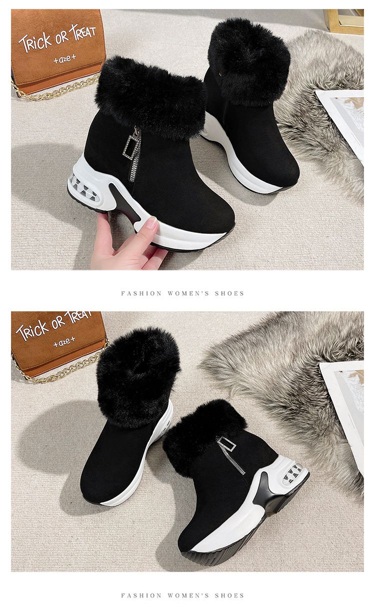 Trendy hot fleece warm suede side zipper high top boots_voghion.com