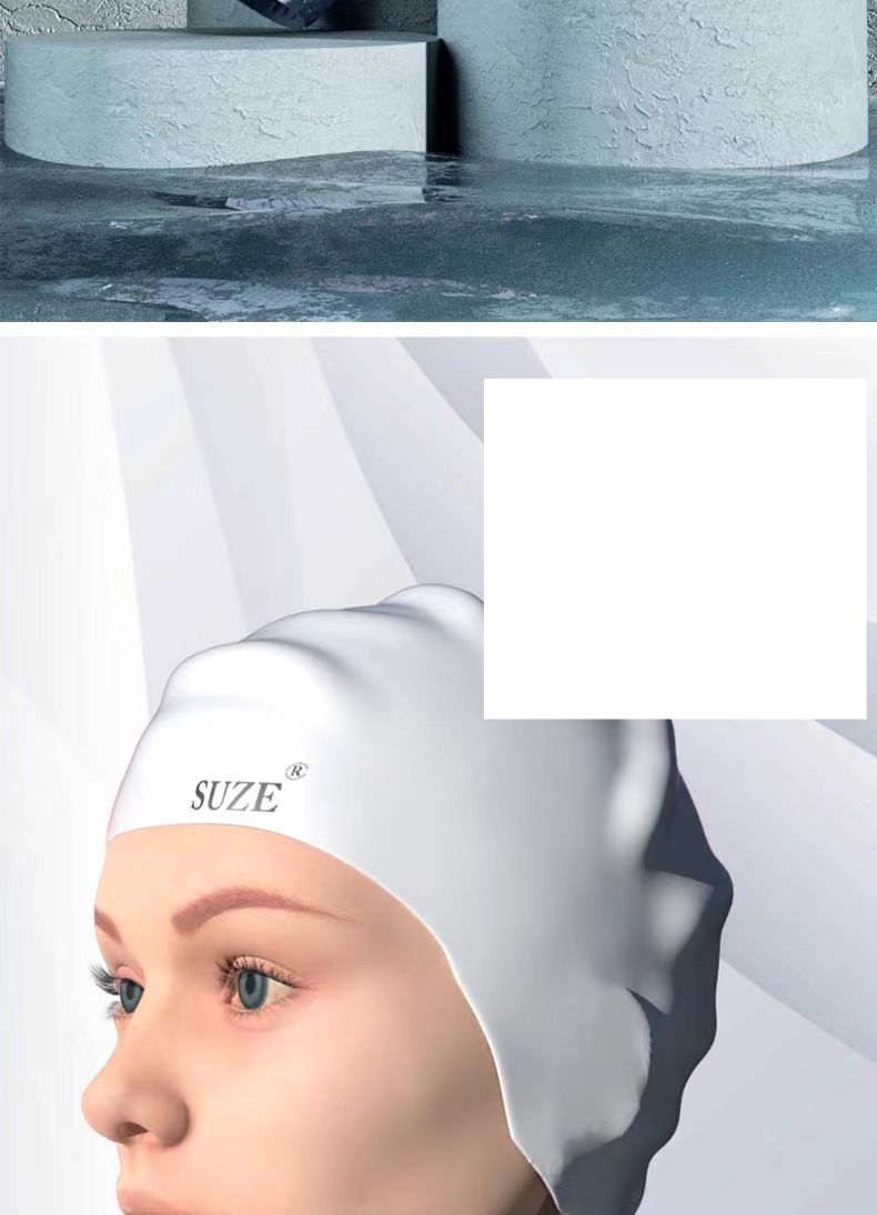 Cuffia da nuoto in silicone Cuffia da nuoto impermeabile con protezione per le orecchie Cuffia larga per capelli lunghi per uomo e donna, una cuffia in tinta unita_voghion.com