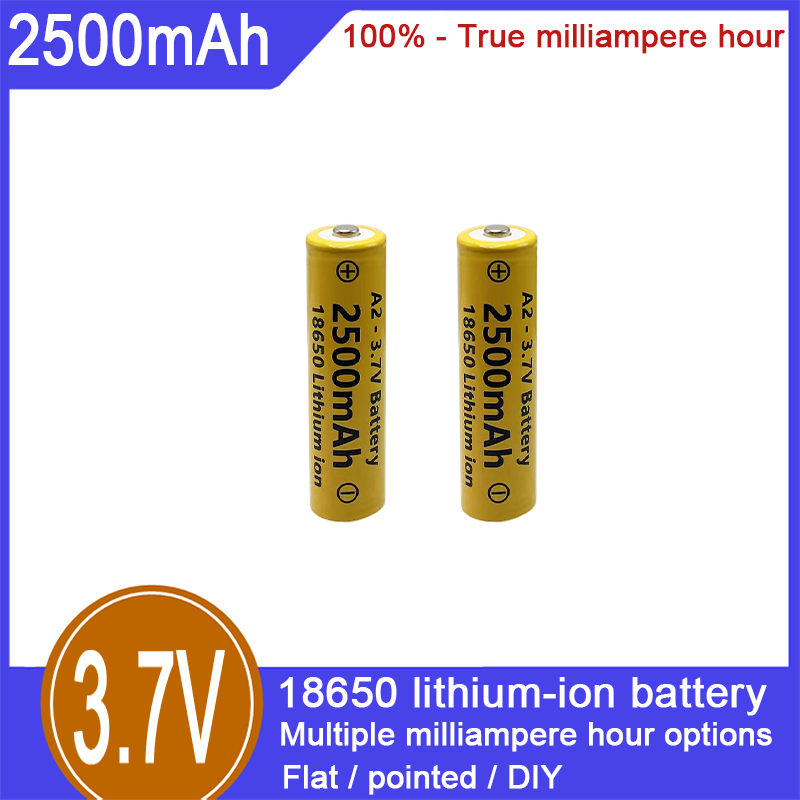 18650 litiumioniakku, 3,7 V, 2500 mAh, 100 % kapasiteetti, sopii sähköleluihin, sähkötupakoille, taskulampuille ja muille aloille_voghion.com