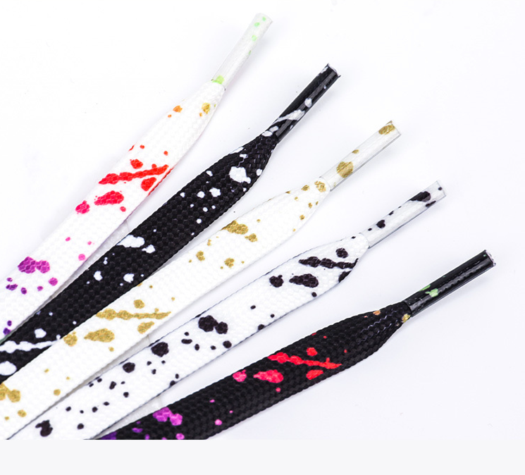 Ink-splashed shoelaces Men's and women's flat fit LACES rope canvas shoes board shoes_voghion.com