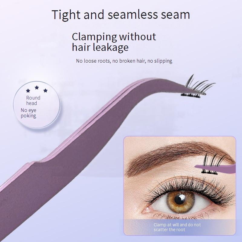 Schönheit & Gesundheit Hochdichte Pinzette für falsche Wimpern, Pfropfen, Wimpernpinzette mit Adlerschnabel, runder Kopf, goldener Federclip, Einsteigerwerkzeug_voghion.com