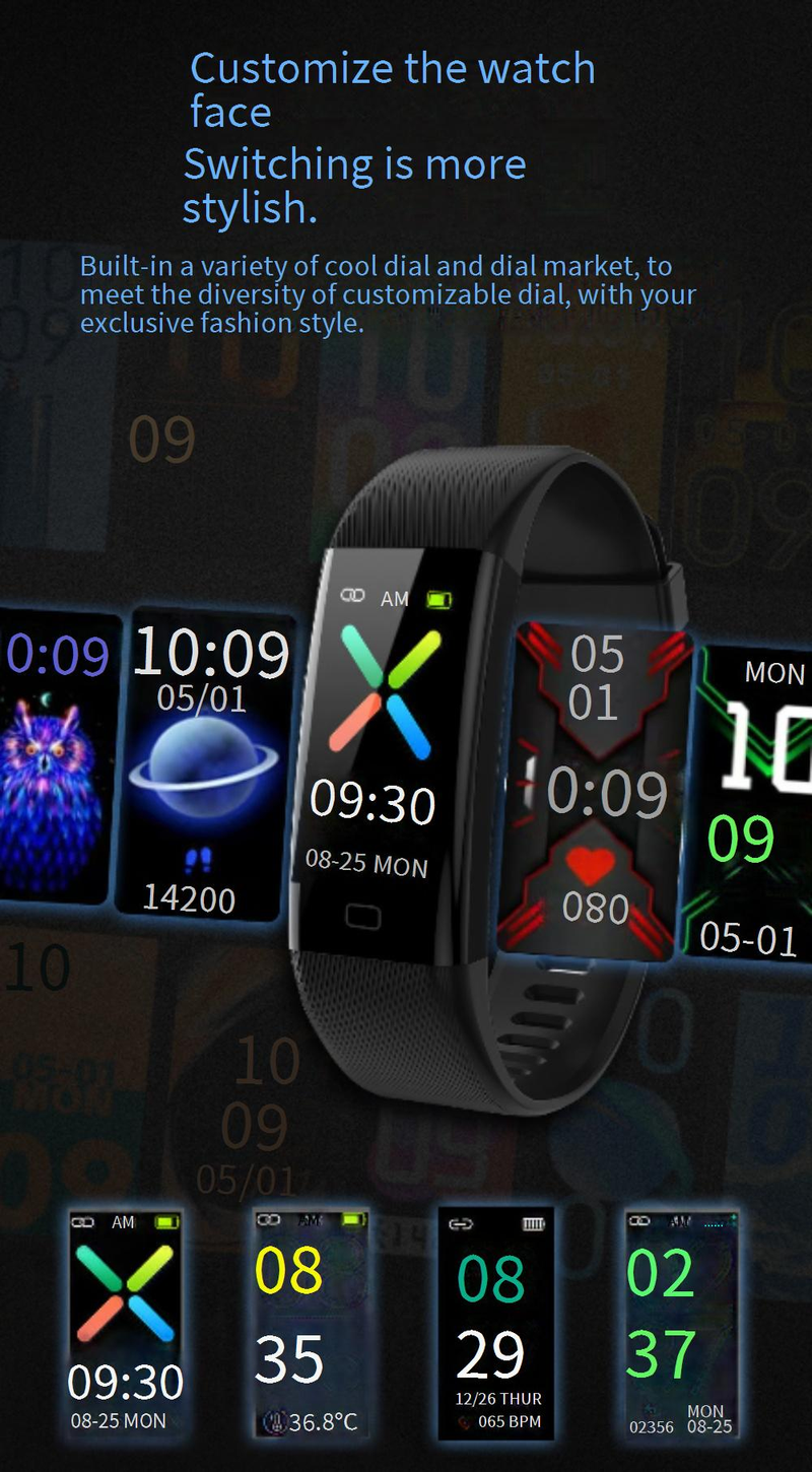 Braccialetti intelligenti: il braccialetto intelligente monitora la pressione sanguigna, la frequenza cardiaca, la temperatura corporea, l'ossigeno nel sangue, il braccialetto sportivo, il monitoraggio non invasivo della glicemia_voghion.com