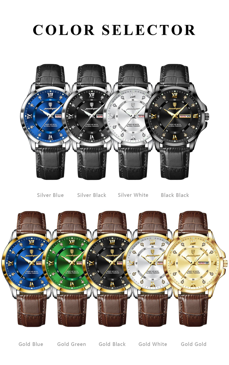 Orologio sportivo di lusso da uomo, impermeabile, luminoso, con data e settimana, al quarzo, in pelle di alta qualità._voghion.com
