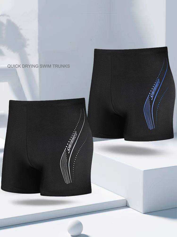 Men's Flat-angle Beach Swimming Trunks, Hot Spring Quick-drying Large-sized Loose Professional Men's Swimming Suits And Trunks_voghion.com
