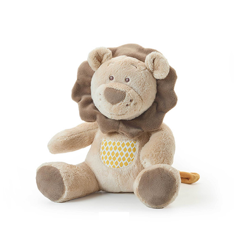Zachte grijze leeuwenpop, babycoax, slaapknuffel, stuur een verjaardagscadeau voor een stel, zittende pop_voghion.com