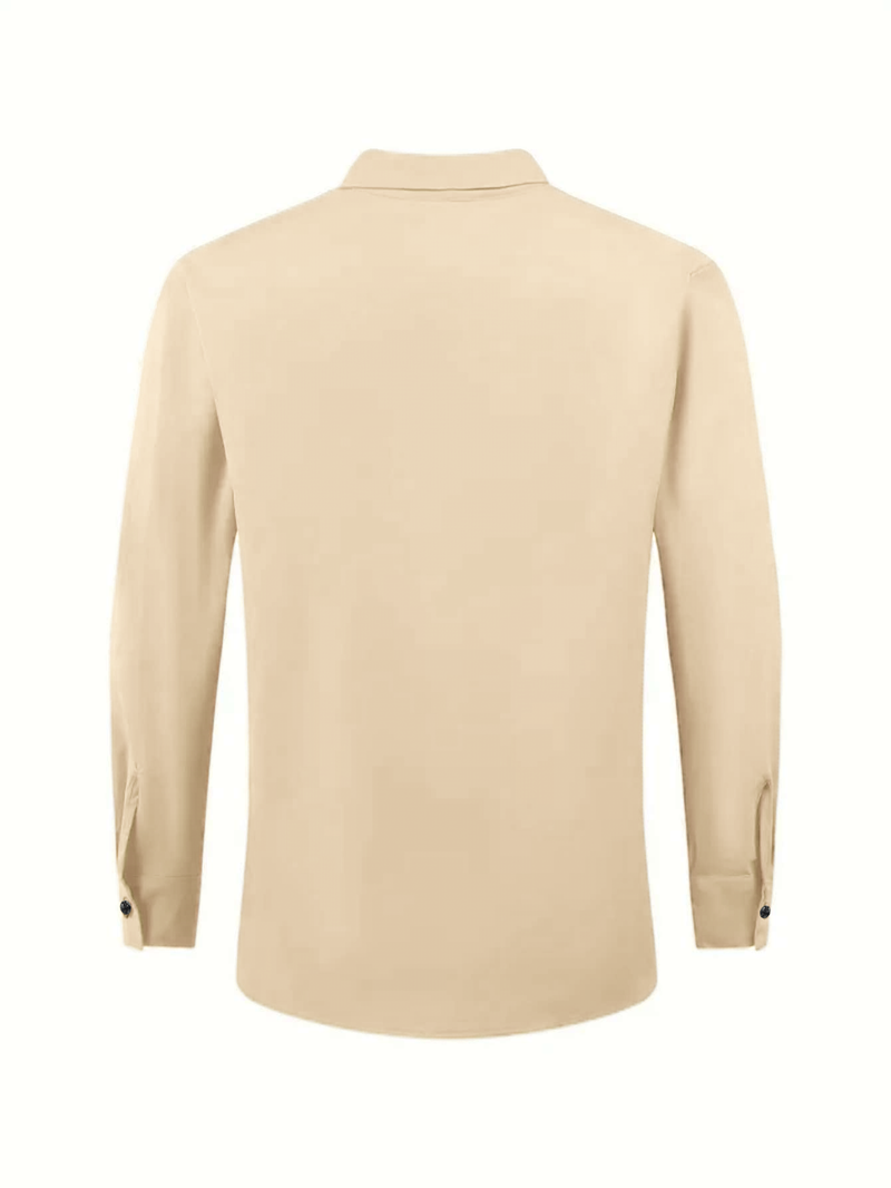 Camicia da uomo in lino di alta qualità - Collo alla coreana dalla vestibilità comoda, camicia traspirante con bottoni per primavera ed estate_voghion.com
