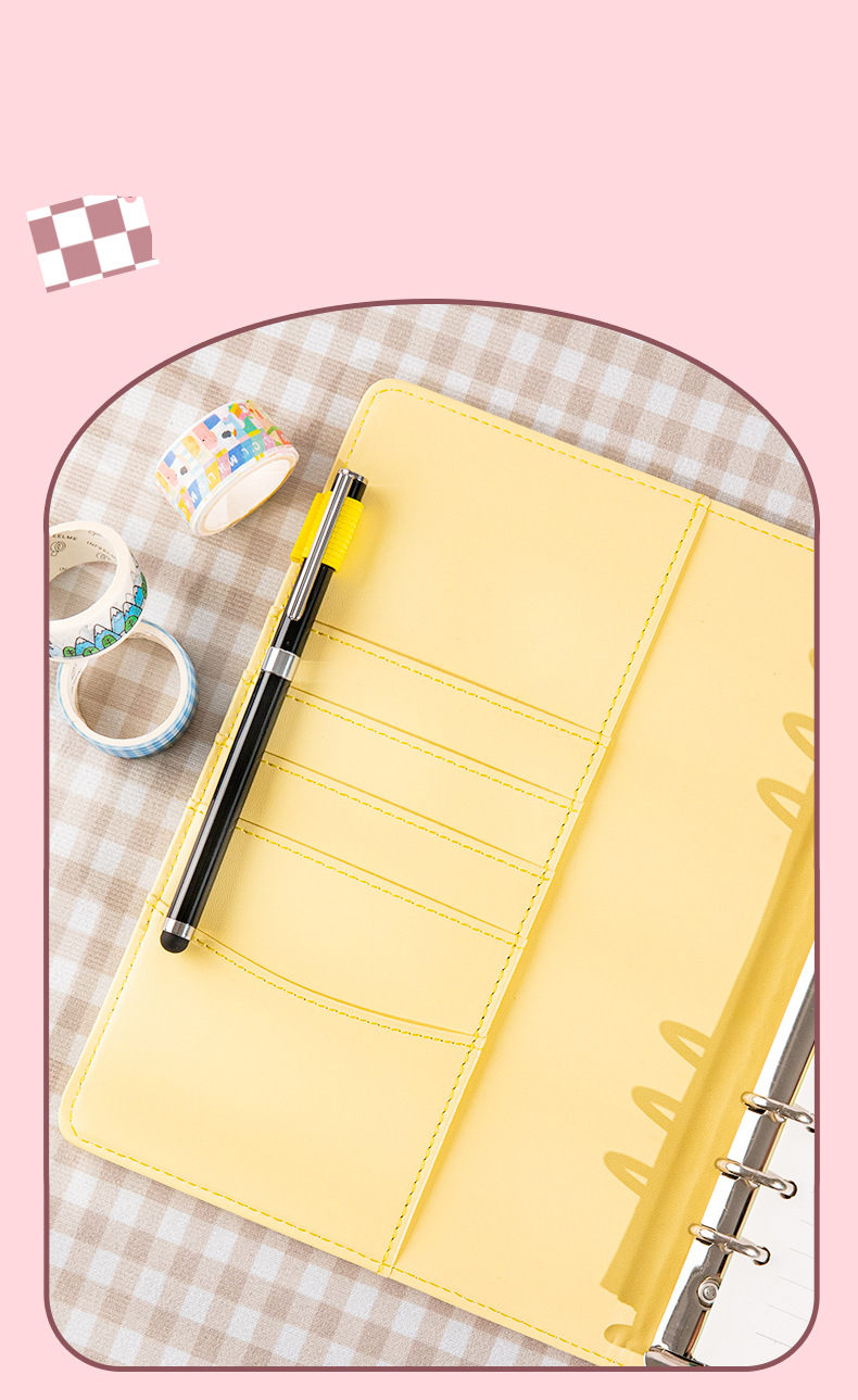 Refillable Notebooks A5 Loose Leaf Macaron Plan PU Notepad Cash Budget Handbook Loose Leaf Notebook_voghion.com