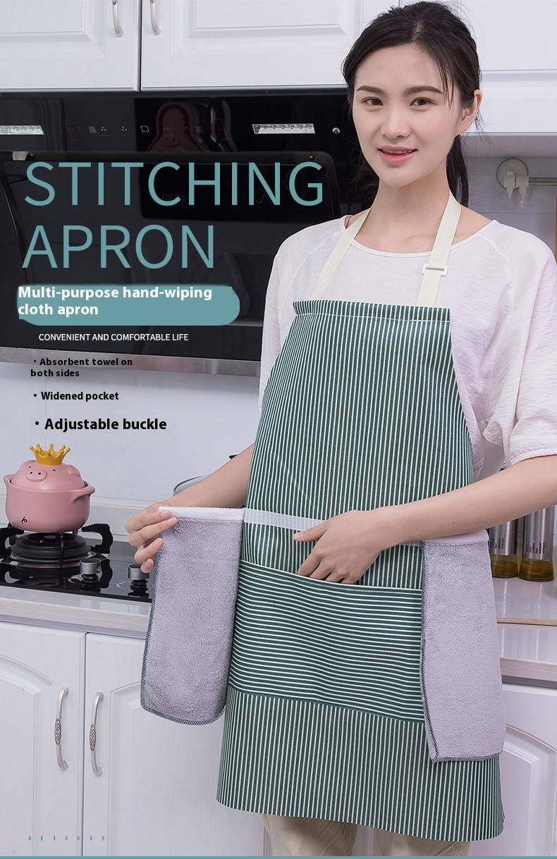 Sleeveless Kitchen Apron – Waterproof, Hand-Wiping Striped Design (Cartoon Print, Adjustable, Lightweight For Cooking & Cleaning)_voghion.com