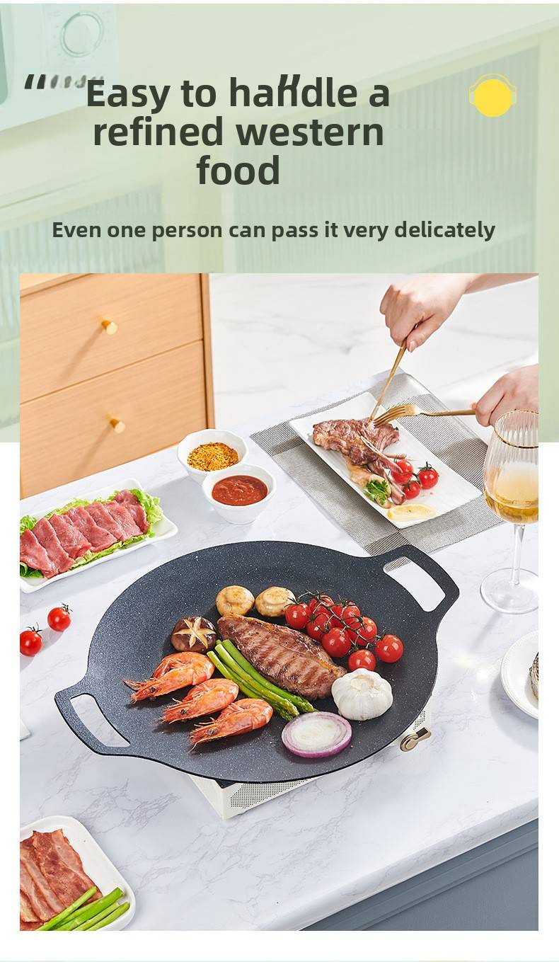 4 In 1 Non-Stick Teppanyaki Grill Pan – For Home Use, Camping & Outdoor BBQ, Compatible With Portable Stoves_voghion.com