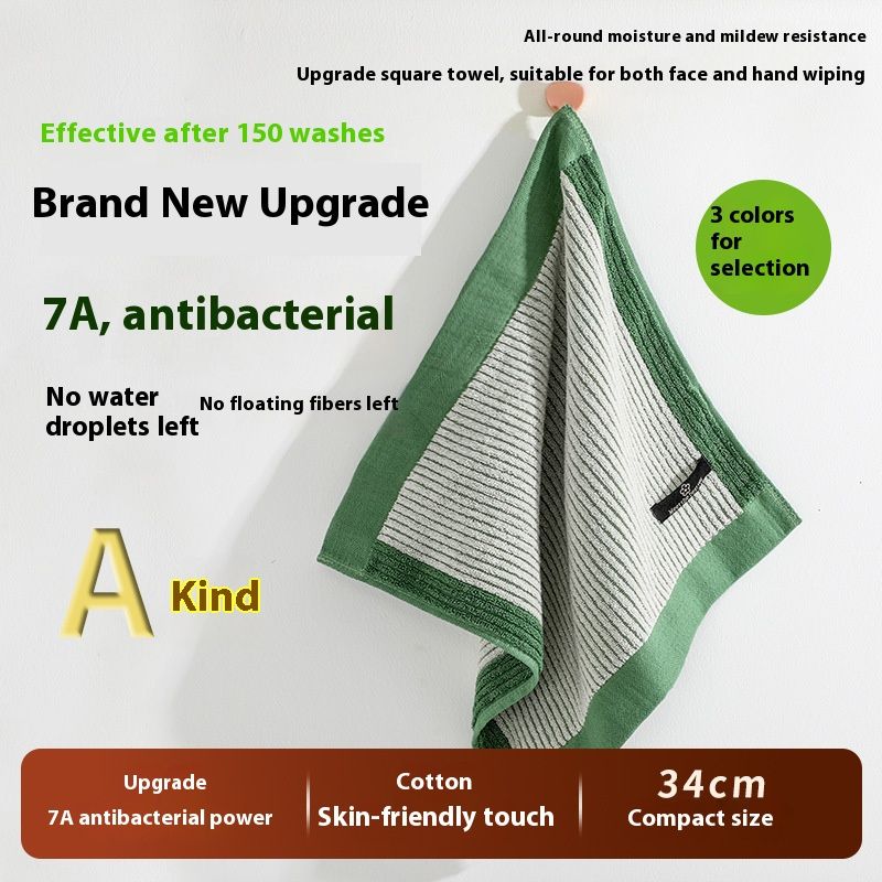 Premium Pamuklu Yüz Havlusu – 34x34 cm Yumuşak ve Hızlı Kuruyan Kare Havlu, 7A Antibakteriyel Korumalı – Hipoalerjenik ve Ultra Emici_voghion.com